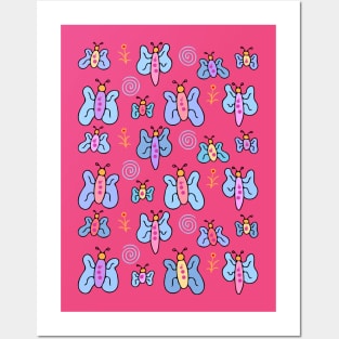 Colorful and Cute Kids Butterfly Pattern Posters and Art